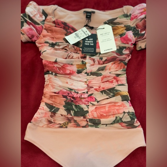 Express Floral Mesh Bodysuit XXS - Picture 3 of 4